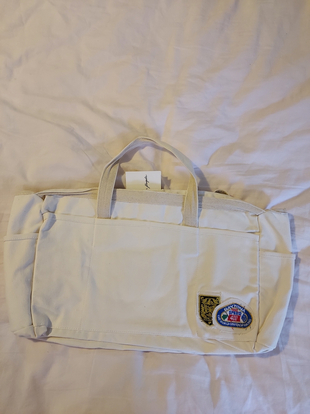 Free People Kiss My Patch Canvas Tote Bag in Mineral NWT - Picture 4 of 14
